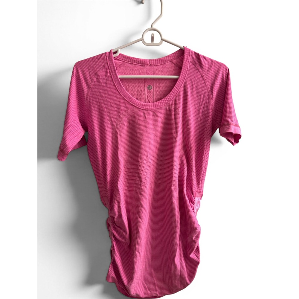 Lululemon Short Sleeve Women 8 Pink Swiftly Tech 2.0 Scoop Neck Ruched Athletic